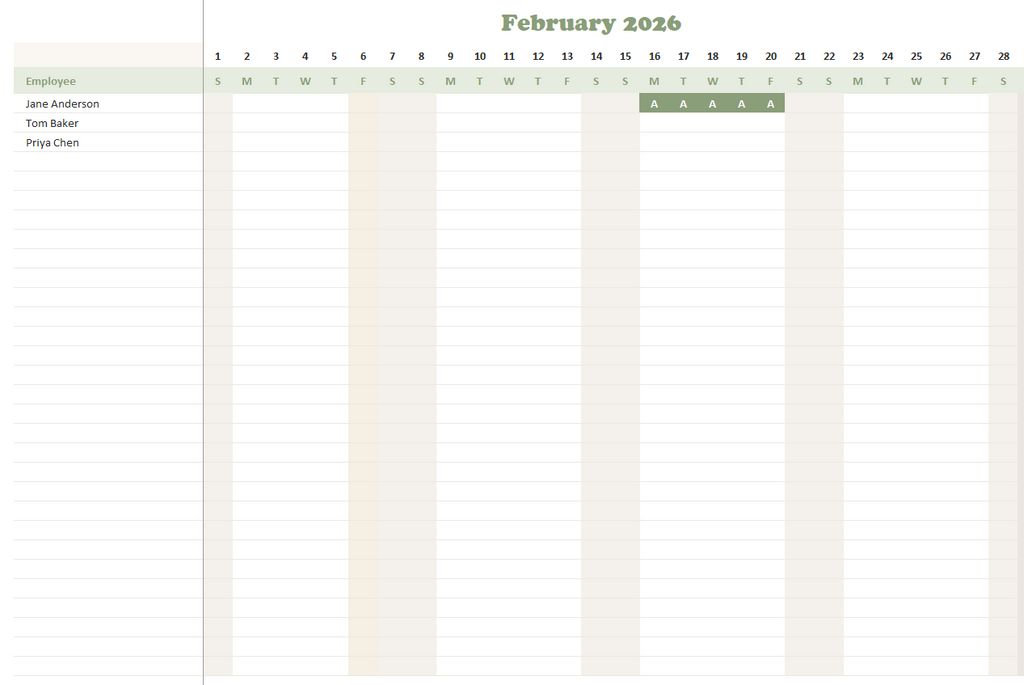 Leave Request & Tracking System: Excel Template for Small Business